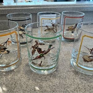 8 Vintage Whisky Bird Glasses Lodge Hunting Waterfowl Pheasant  Ralph Lauren